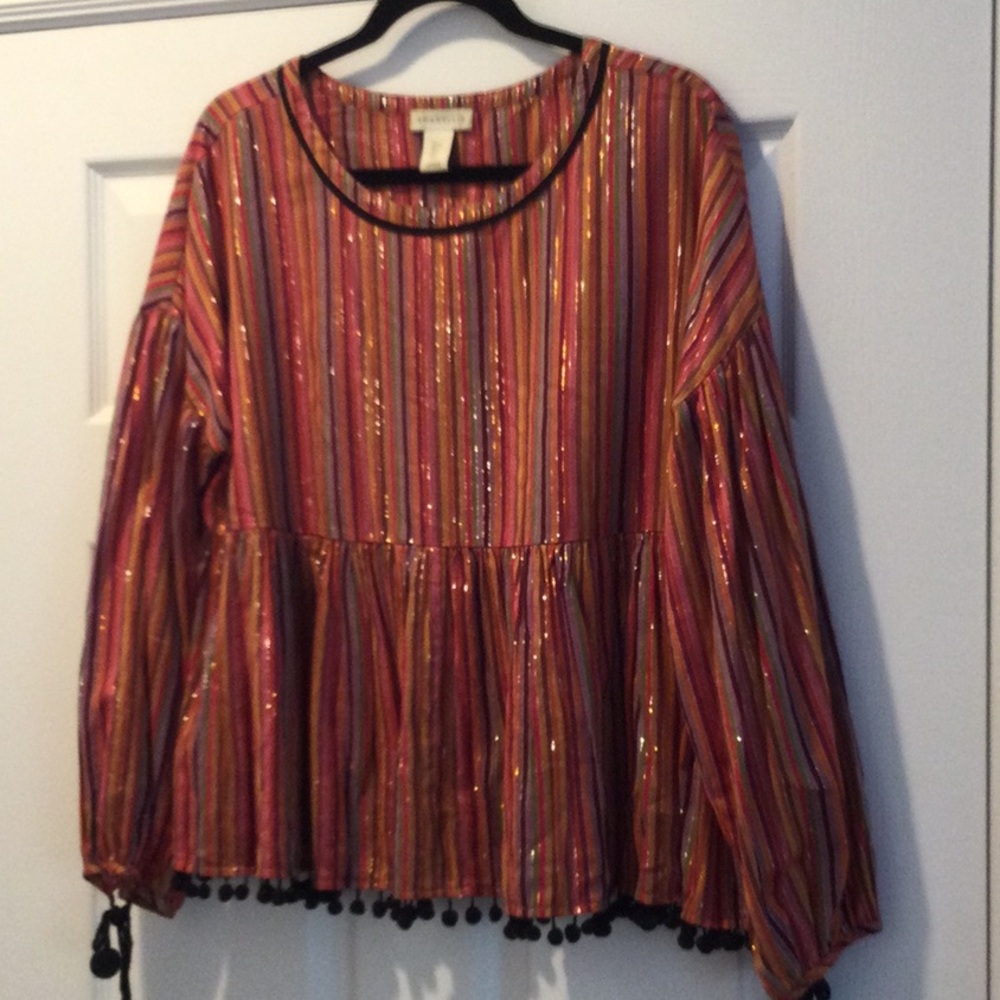 Amaryllis peplum top Multicolored with gold threading detail